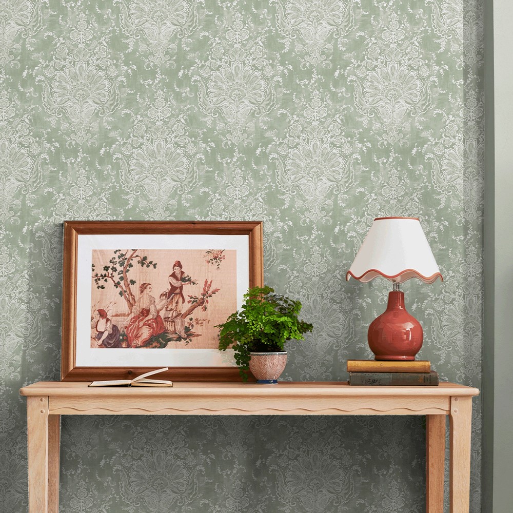 Maddox Wallpaper 130105 by Laura Ashley in Sage Green